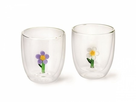 Tekopp Flower – dobbeltvegget glass, 2-pk